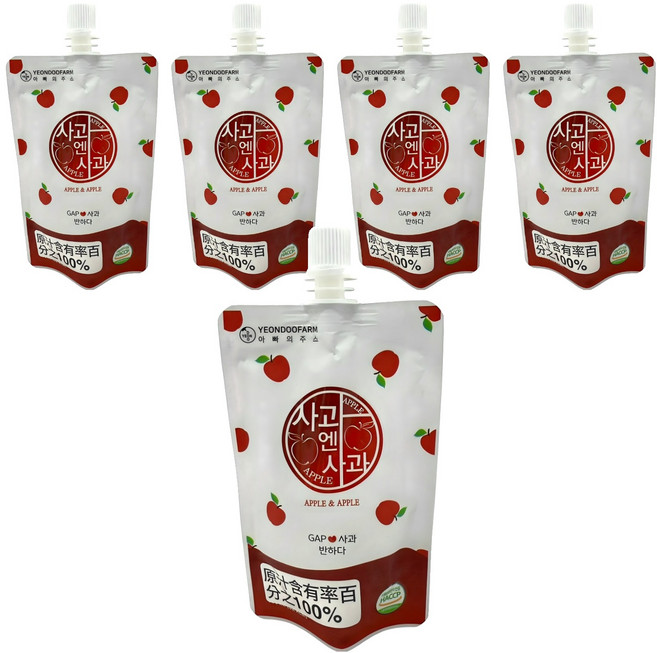 YEONDOOFARM 好農蘋果汁, 100ml, 5包