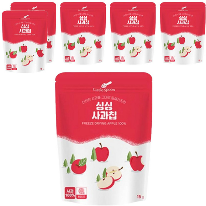 리틀스푼 동결건조 싱싱 사과칩, 15g, 6개
