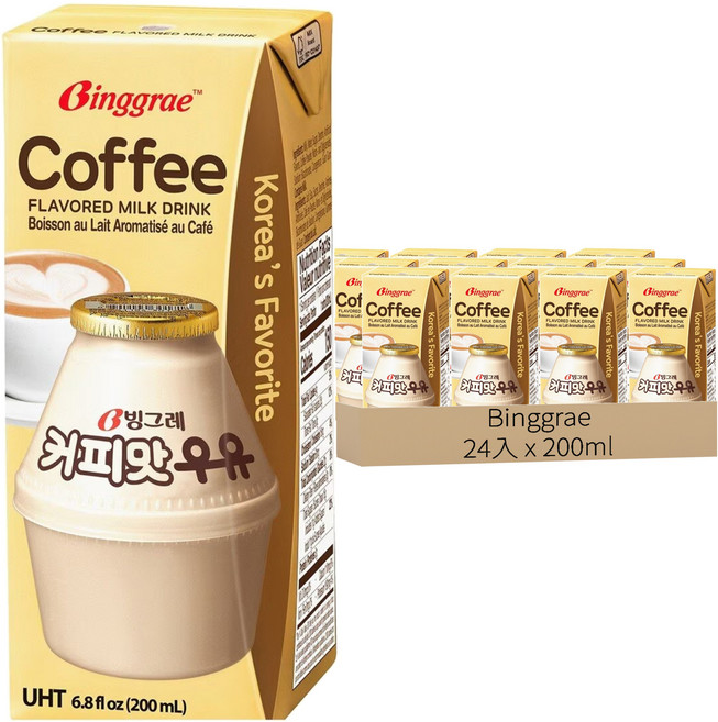 Binggrae Flavored Milk 咖啡牛奶, 200ml, 24入