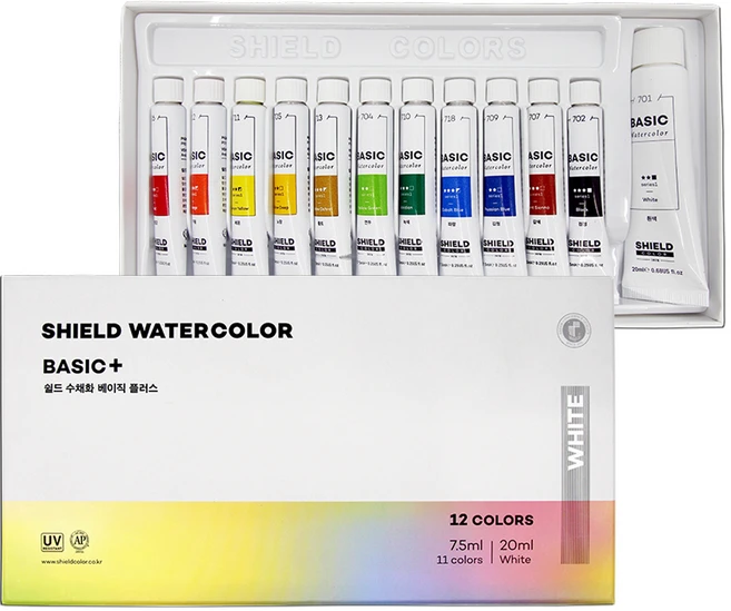 쉴드 베이직 수채화물감, 7.5ml, 12색 - 쿠팡