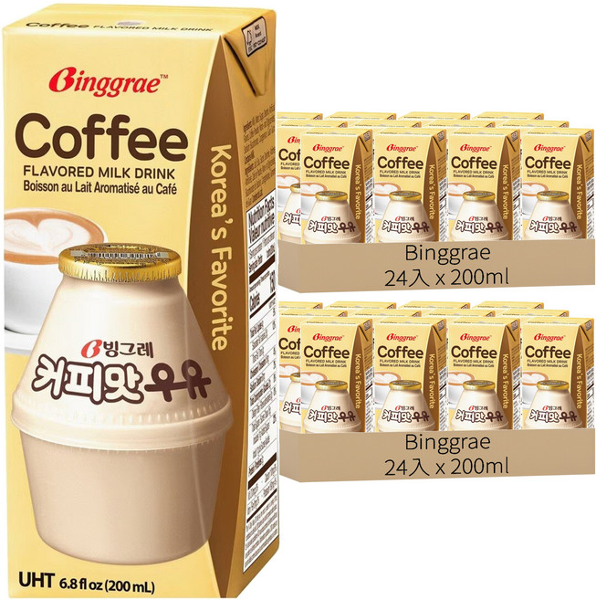 Binggrae Flavored Milk 咖啡牛奶, 200ml, 48入