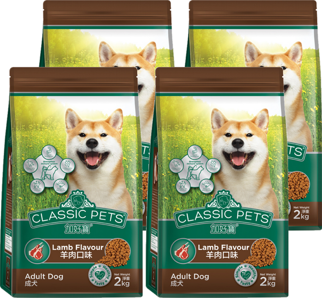 CLASSIC PETS 加好寶 乾狗糧, 2kg, 4袋, 羊肉口味