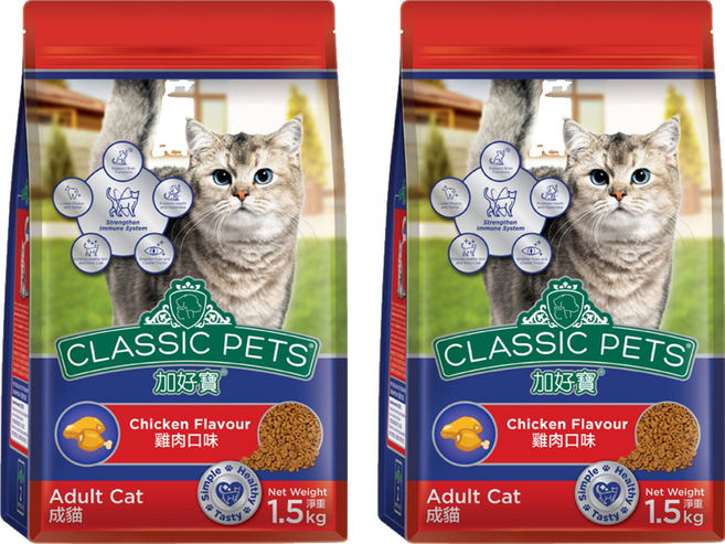 CLASSIC PETS 加好寶 成貓用 乾糧, 雞肉口味, 1.5kg, 2袋