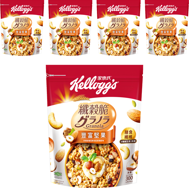 Kellogg's 家樂氏 Granola 纖穀脆 豐富堅果, 300g, 5包
