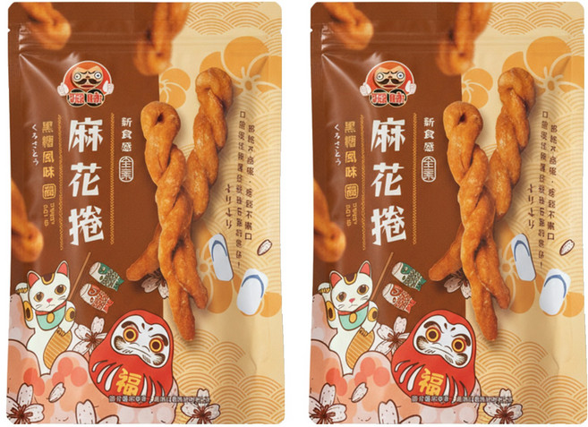 福味麻花捲 黑糖, 200g, 2包