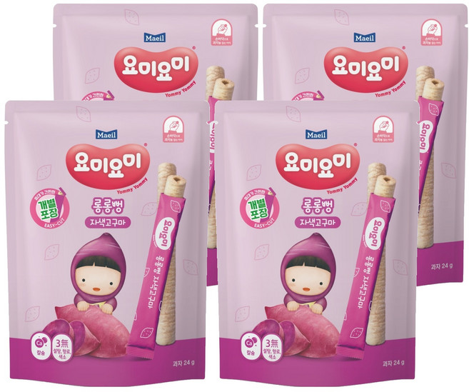 Maeil 每日乳業 Yommy Yommy 米棒棒, 4袋, 紫薯, 24g