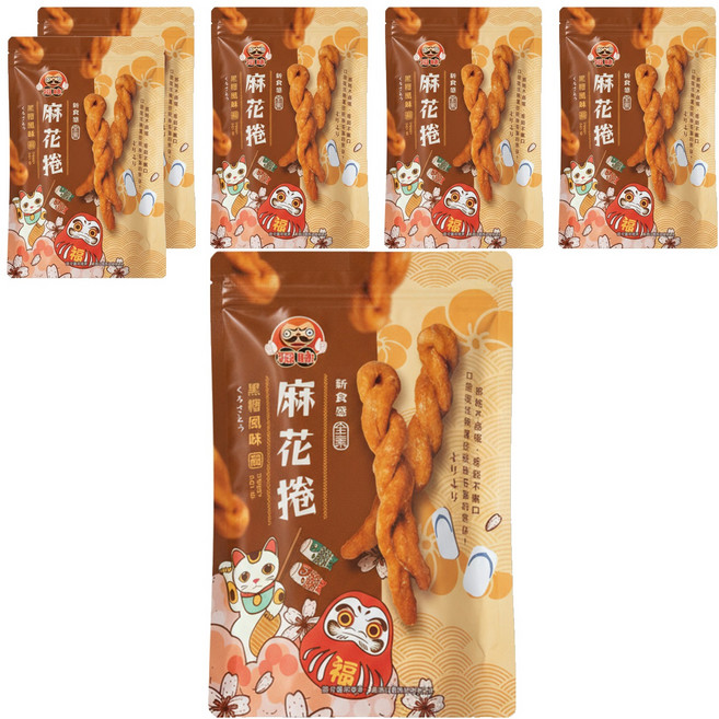 福味 麻花捲 黑糖口味, 200g, 6包