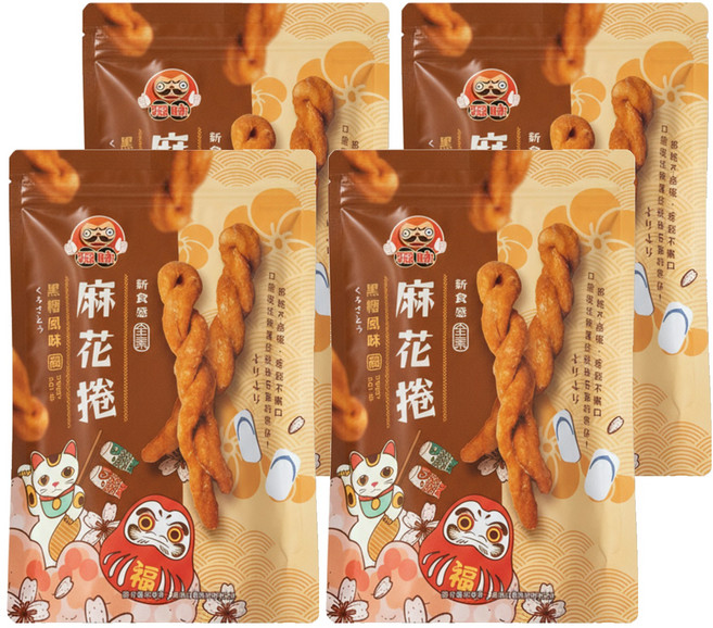 福味 麻花捲 黑糖口味, 200g, 4包