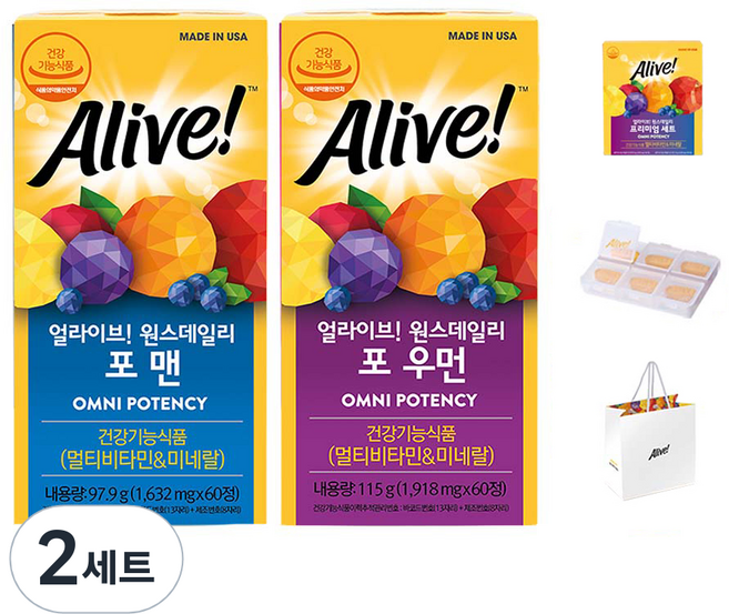 얼라이브 원스데일리 프리미엄 비타민 선물세트, 60정, 2세트