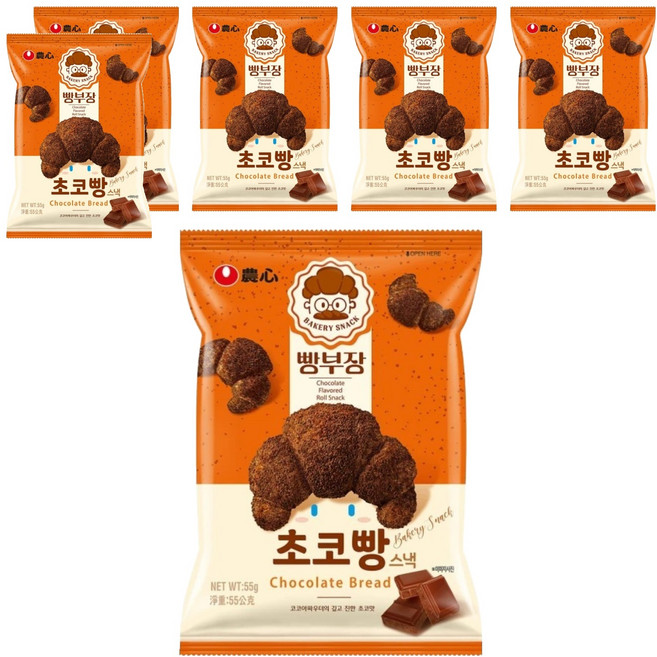 NONGSHIM 農心 麵包部長 可頌造型餅乾巧克力口味, 55g, 6包