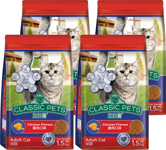 CLASSIC PETS 加好寶 成貓用 乾糧, 雞肉口味, 1.5kg, 4袋