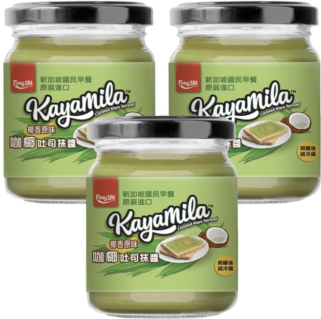 Fong Yit 豐一 咖椰吐司抹醬 椰香原味, 270g, 3罐