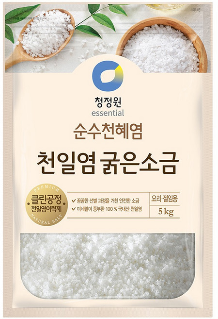 청정원 천일염 굵은 소금, 5kg, 1개