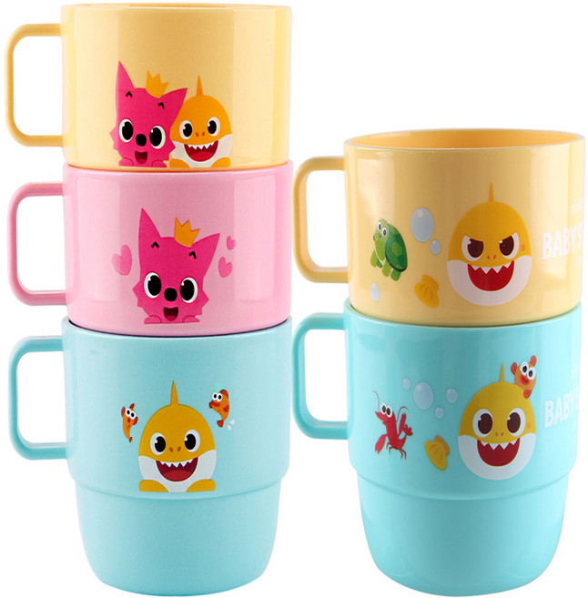 아이조움 핑크퐁 손잡이컵 3+2개, 혼합 색상, 1개, 230ml