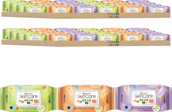 US baby 優生 柔濕巾 超厚型, 80張, 48包