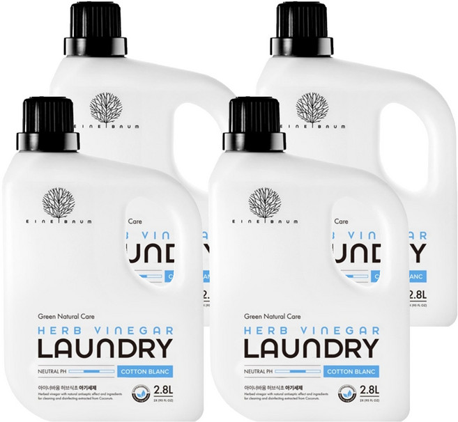 아이너바움 아기세제 코튼블랑, 2.8L, 4개