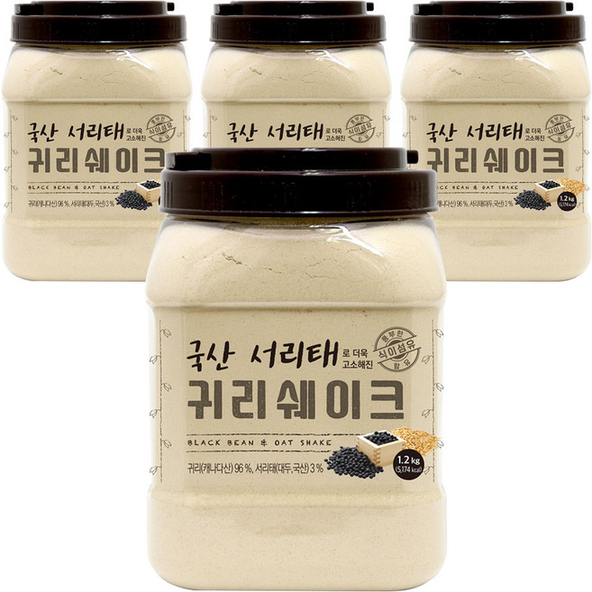 태광선식 국산서리태로 더욱 고소해진 귀리쉐이크, 1.2kg, 4개