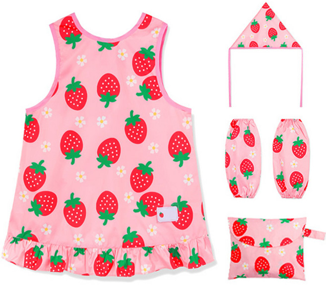 오즈키즈 여아용 딸기놀이 앞치마세트