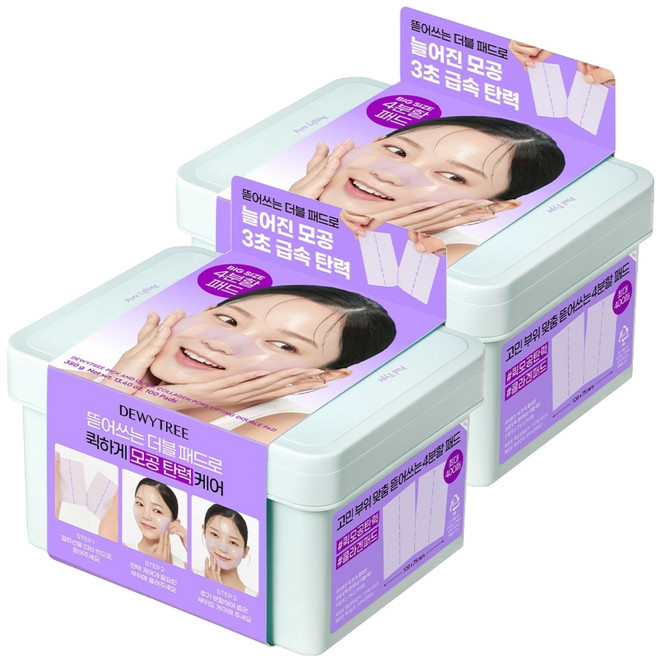 듀이트리 픽앤퀵 콜라겐 모공 탄력 뜯어쓰는 더블 패드 380g, 2개, 100매입