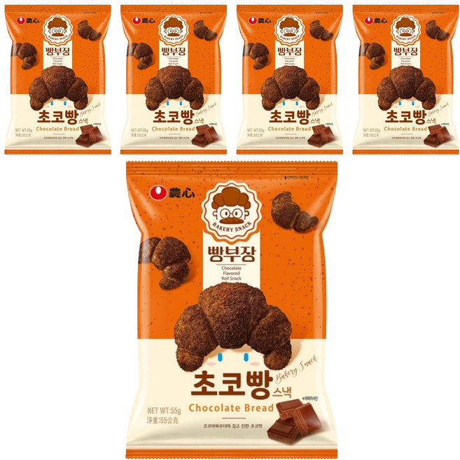 NONGSHIM 農心 麵包部長 可頌造型餅乾巧克力口味, 55g, 5包
