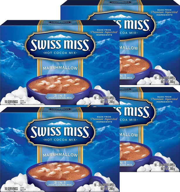 SWISS MISS 牛奶可可粉 棉花糖, 28g, 10包, 4盒