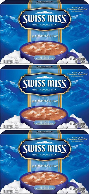 SWISS MISS 牛奶可可粉 棉花糖, 28g, 10包, 3盒