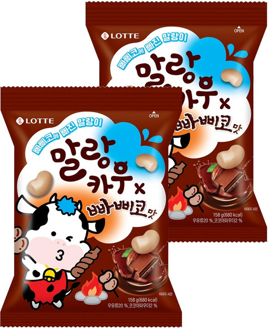 롯데웰푸드 말랑카우 빠삐코맛, 158g, 2개