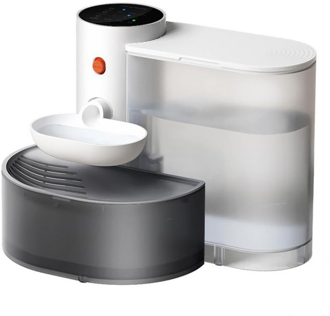 petgravity 智能寵物飲水機 傾倒式飲水機 33 x 23.5 x 25cm, 3L, 灰色 + 白色 + 透明色, 1台