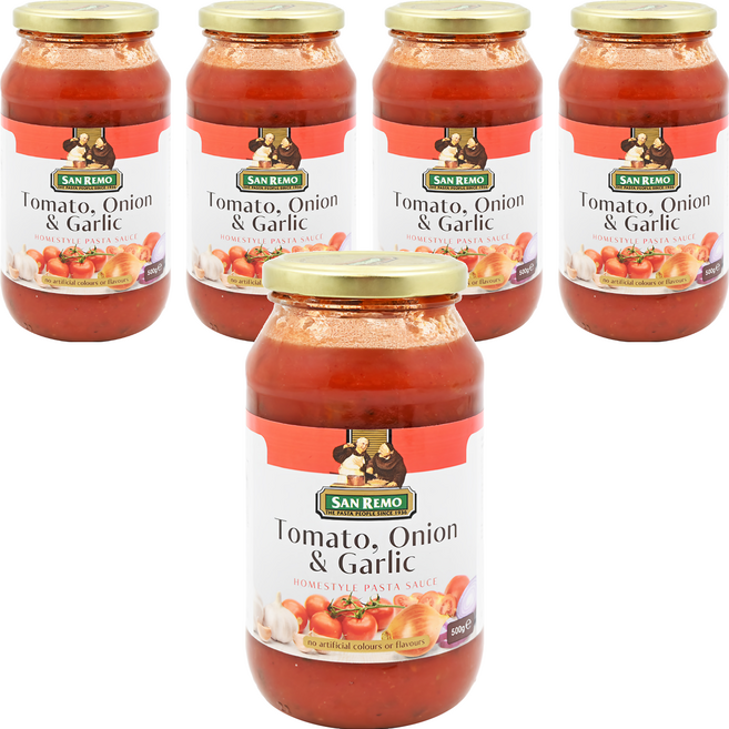 SAN REMO 頂級義大利麵醬 蕃茄大蒜, 500g, 5罐