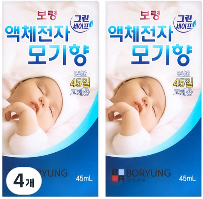 보령 그린세이프 액체 전자 모기향 45일 교체용, 45ml, 4개