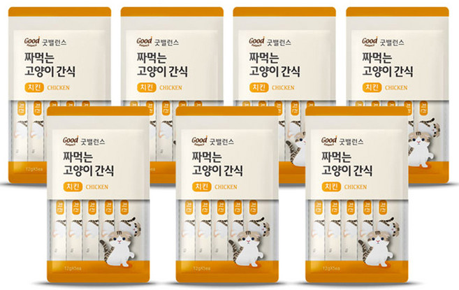 굿밸런스 짜먹는 고양이 간식, 치킨, 60g, 7개
