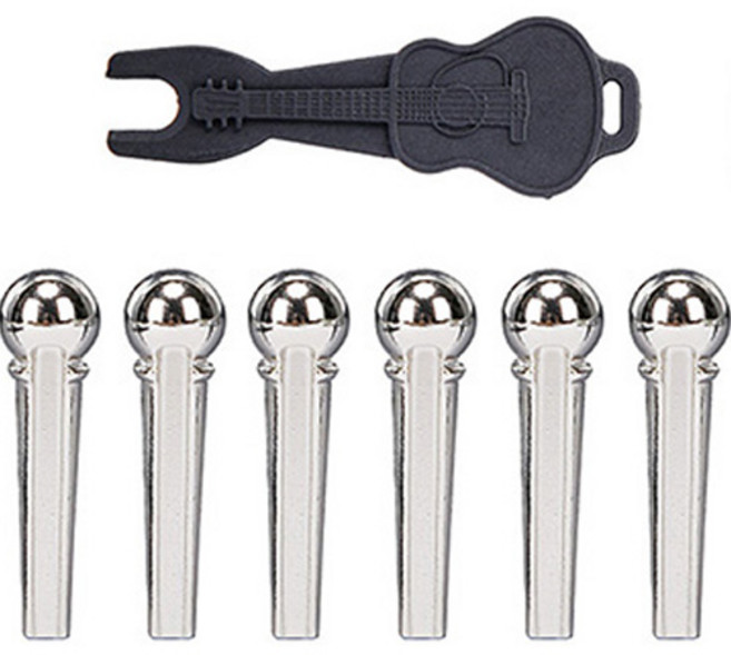 코네임 기타 고급 브릿지핀 실버 6p + 리무버 세트, 1세트