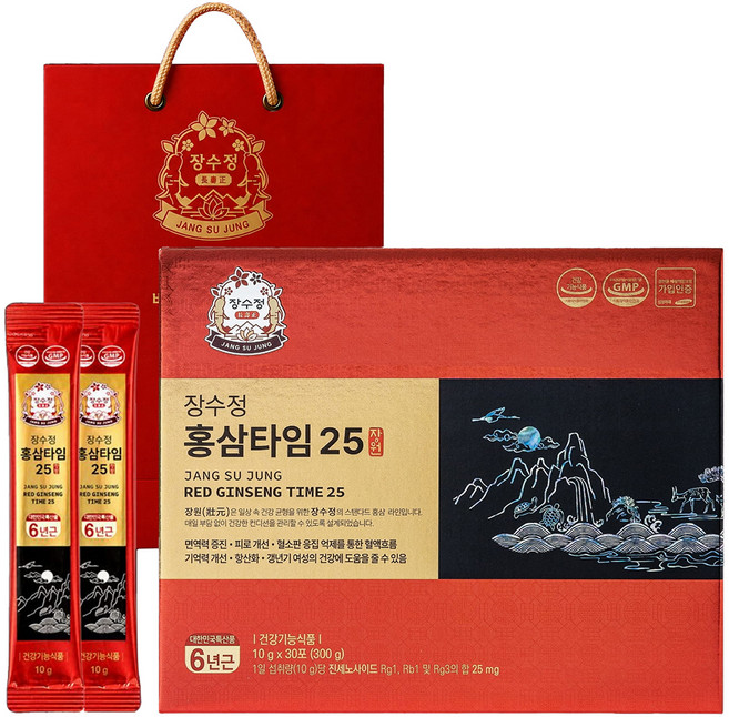장수정 홍삼타임 25 장원 30P + 쇼핑백, 2개, 300g