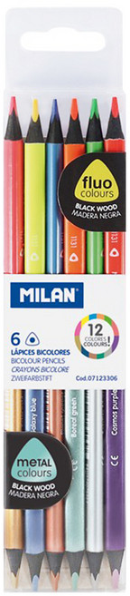 MILAN 雙筆頭色鉛筆 6支, 12色, 1組