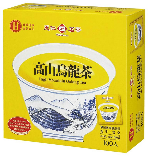 天仁茗茶 高山烏龍茶, 2g, 100包, 1盒