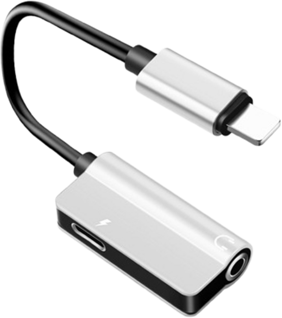 헨센 8핀 to 3.5mm 8핀 이어폰 2in1 충전 이어폰 변환젠더 스퀘어, 실버, 1개, 3.8cm