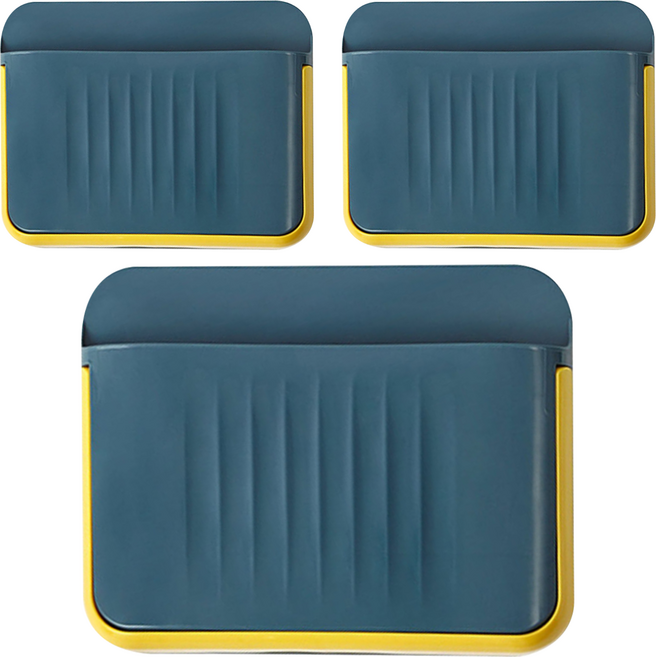 E.dot 壁掛式雙層門後拖鞋置物鞋架, 深藍色, 3個