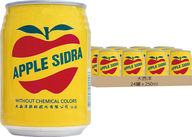 大西洋 蘋菓西打, 250ml, 24罐