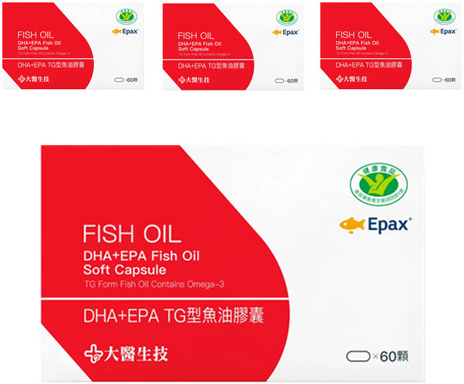大醫生技 DHA + EPA TG型魚油膠囊, 60顆, 4.6g, 4盒