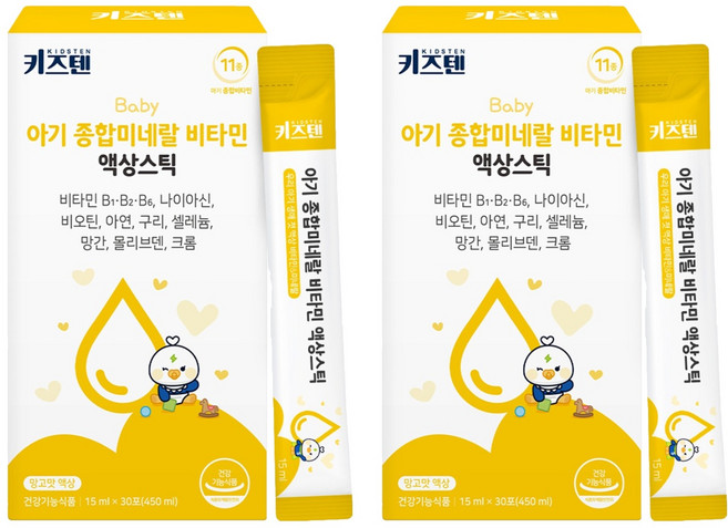 키즈텐 아기 종합미네랄 비타민 액상스틱, 30회분, 2개