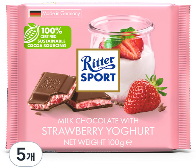 Ritter Sport 草莓優格巧克力, 100g, 5包