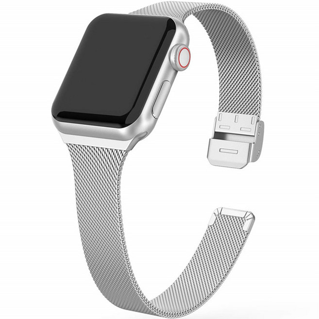 LIMSTAIL Apple Watch 相容纖薄金屬錶帶, 銀色