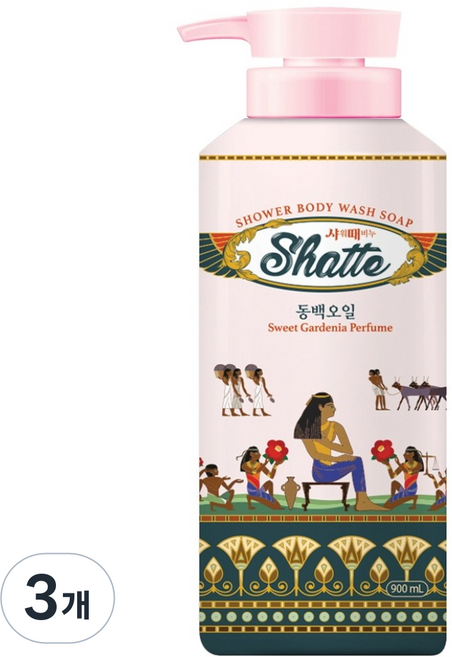 샤워때비누 바디워시 동백오일, 3개, 900ml