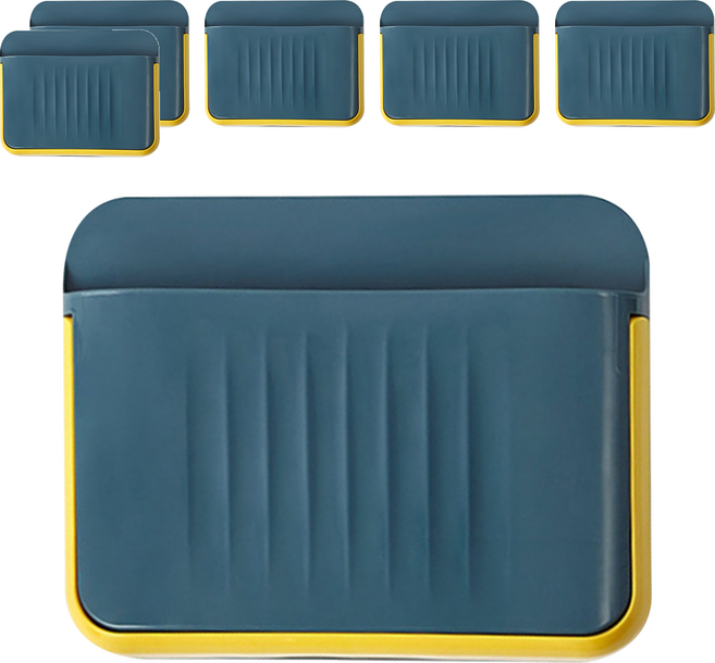 E.dot 壁掛式雙層門後拖鞋置物鞋架, 深藍色, 6個