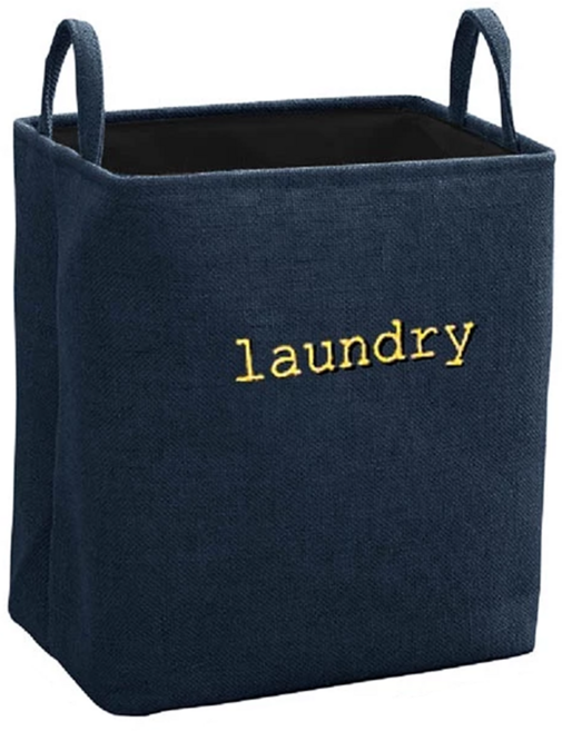 亞麻方形洗衣籃, 牛仔藍