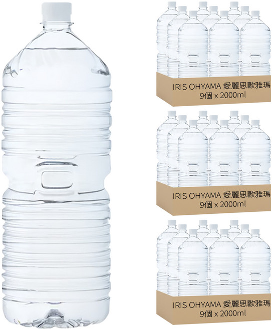 IRIS OHYAMA 愛麗思歐雅瑪 富士山天然水 環保無標籤款, 27個, 2000ml