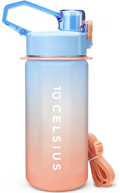 10 Degree CELSIUS Tritan 彩虹吸管水壺, 1L, 藍色