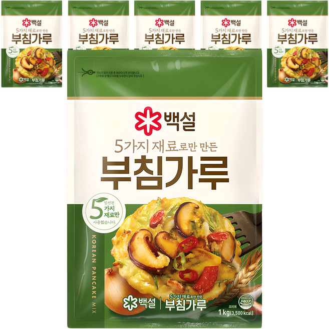 백설 5가지 자연에서 얻은 재료 부침가루, 1kg, 6개