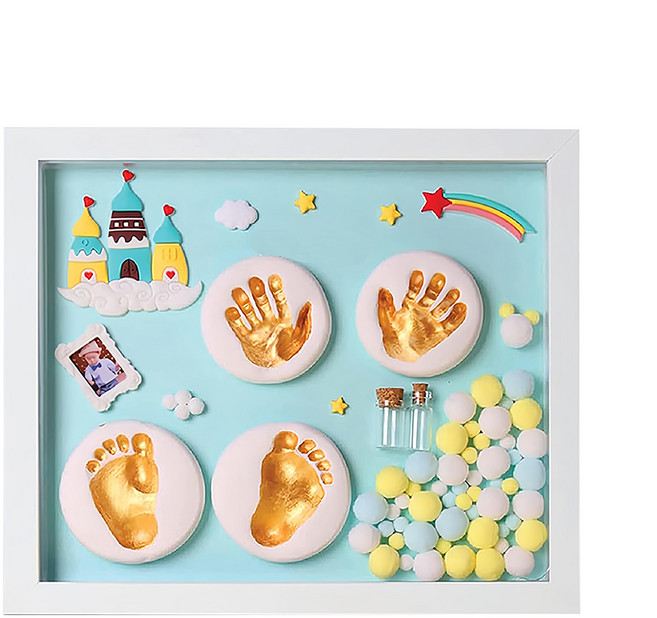 寶寶手足印紀念相框, 天空之城 藍色, 1個