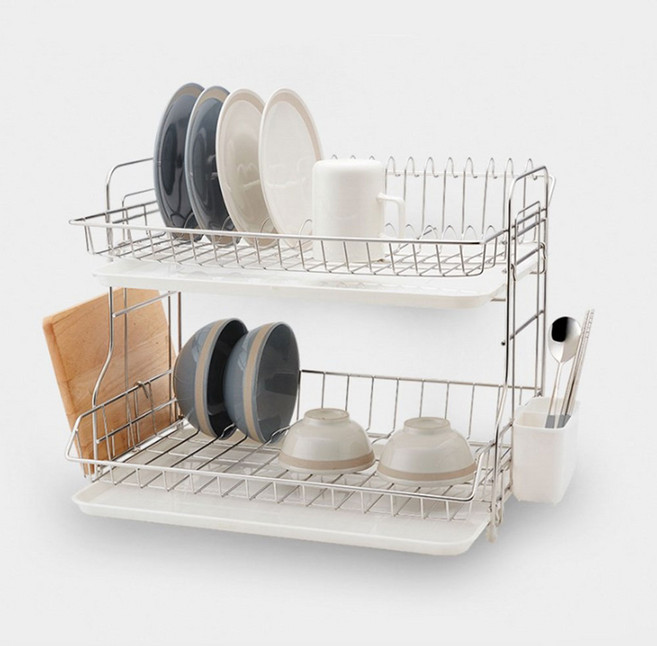 스텐팩토리 와이드 식기건조대, 2단, 화이트, 1개
